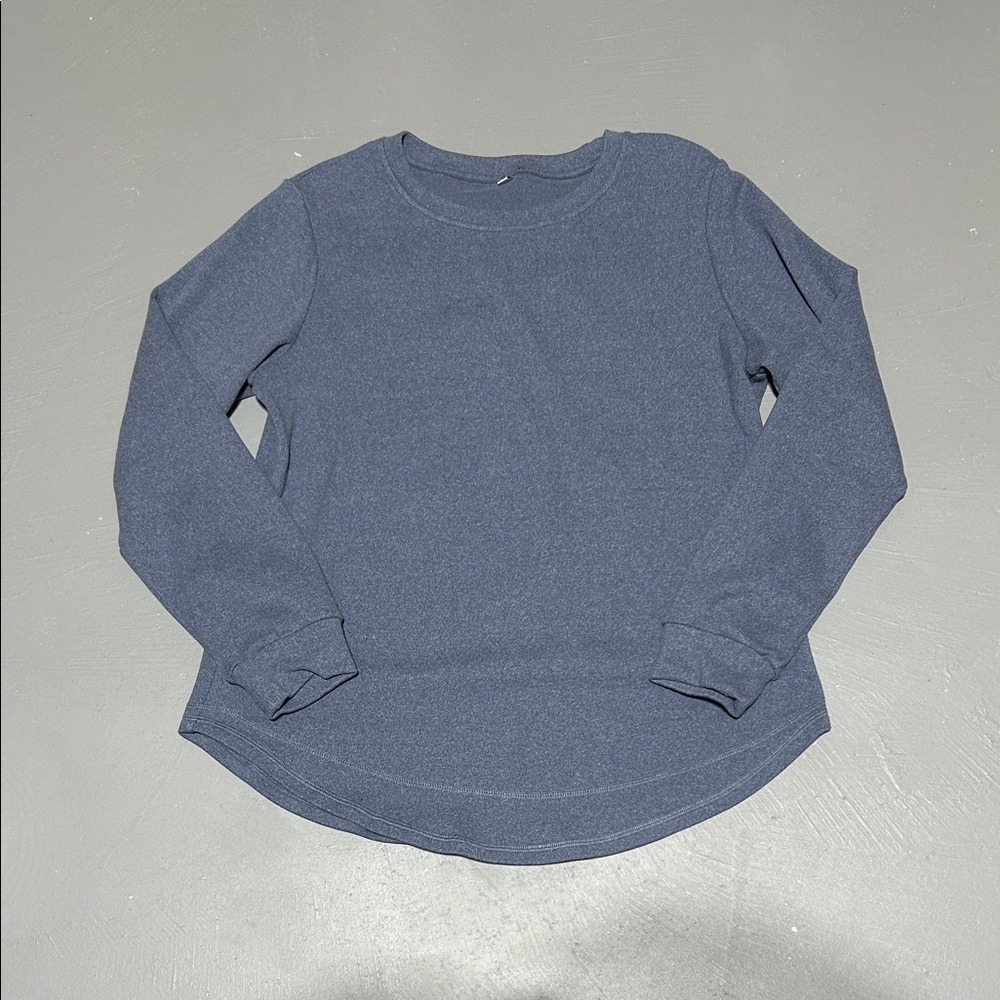 Blue Soft and Stretchy Thick Longsleeve Crewneck Style Top (Women’s Large)